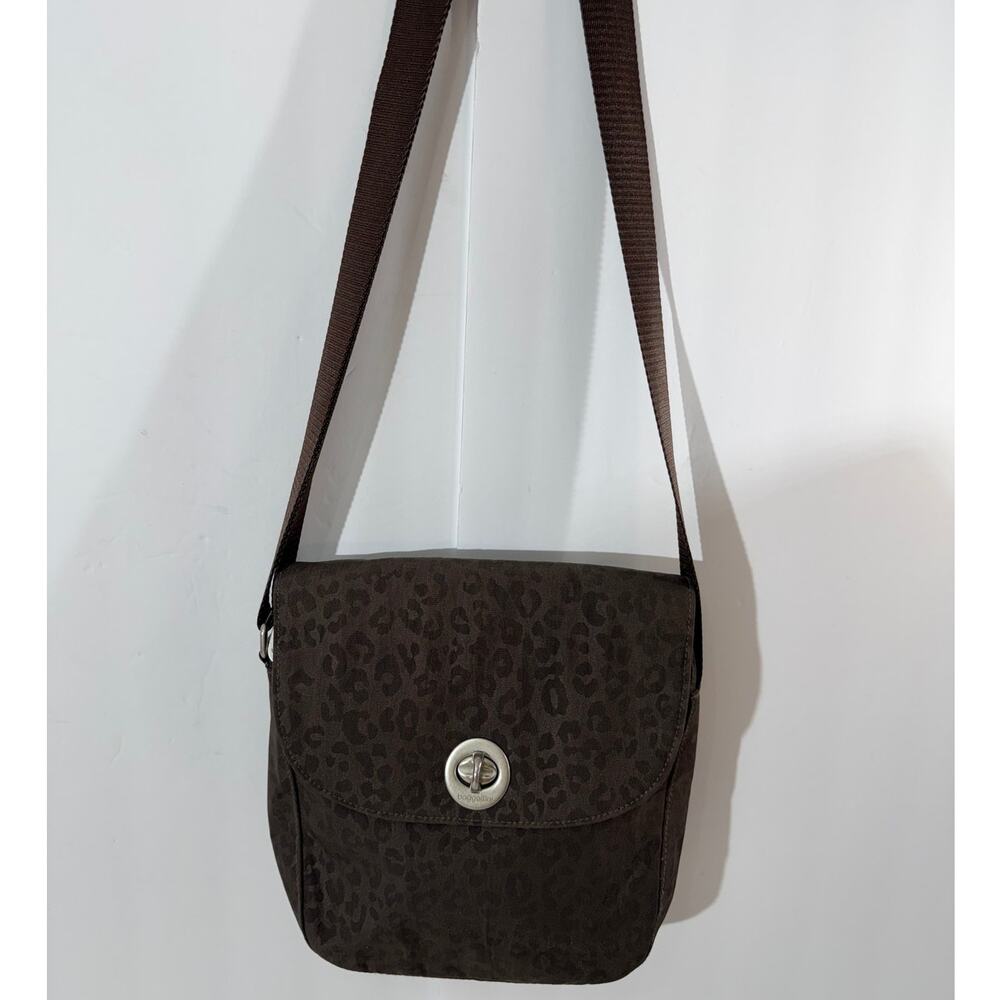 Baggallini Leopard Print Crossbody Bag Brown Nylon Adjustable Strap